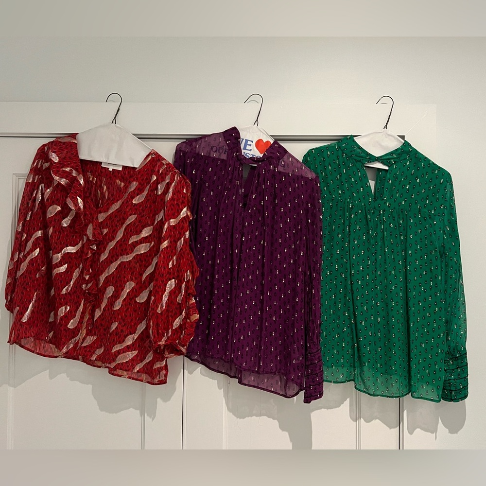 Ba&sh blouses. Size M. Green, Purple and Res. Great for holidays!